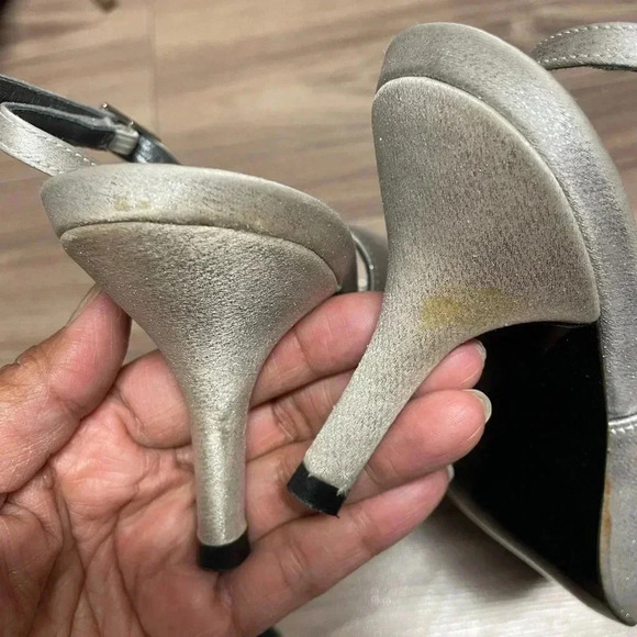 Stuart Weitzman Sling back heels metallic silver 8.5 - Picture 2 of 7